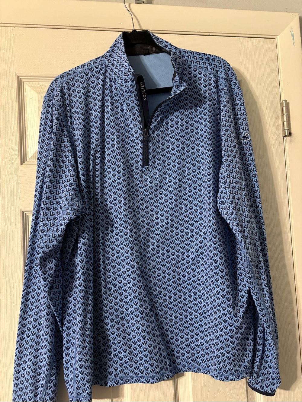 Greyson Navy and Light Blue Patterned quarter zip pullover